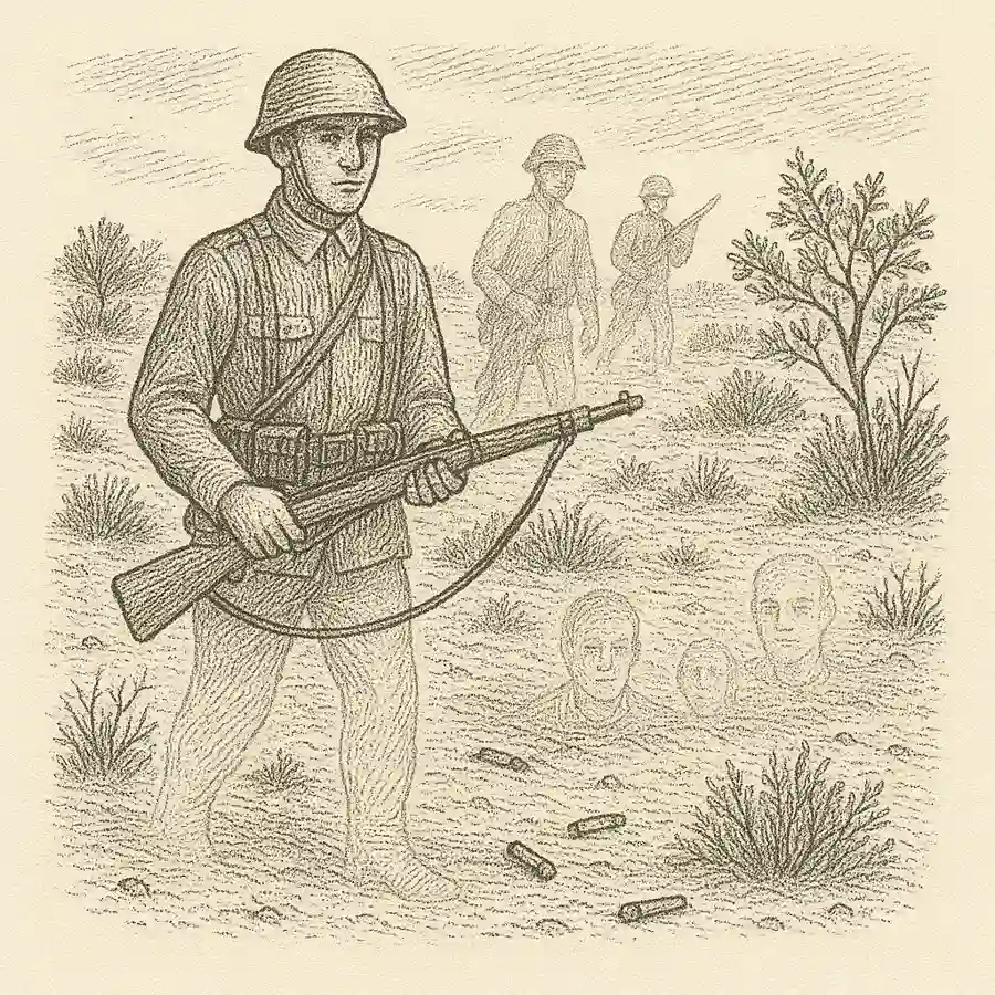 Guerra del Chaco y las memorias invisibles Soldados translúcidos emergiendo como memorias en el paisaje árido del Chaco