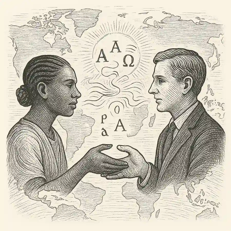 Ilustración editorial sobre la revolución de entendernos y unir culturas
