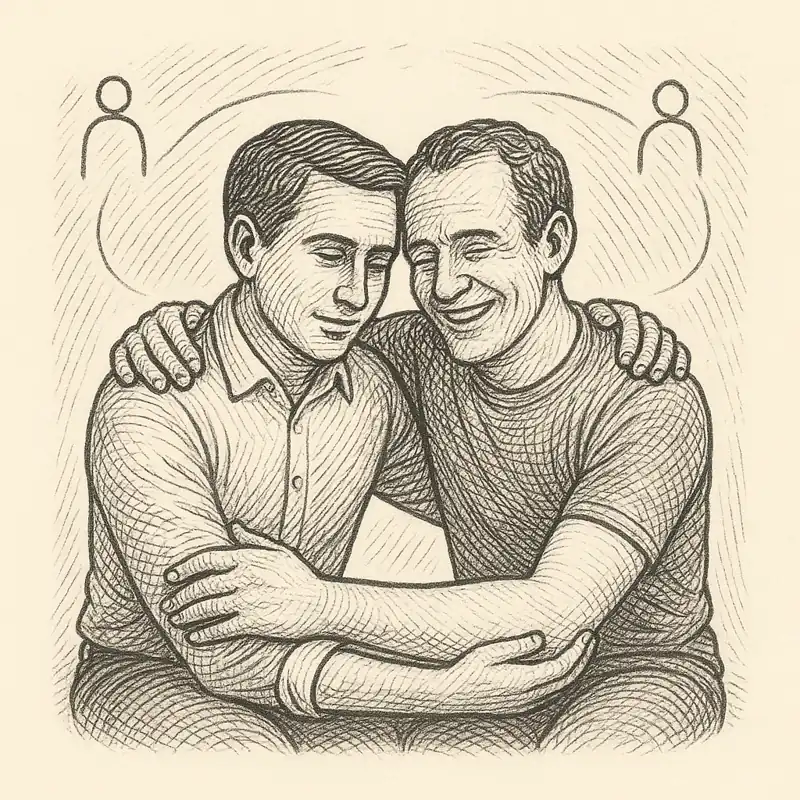 El futuro de la amistad: menos amigos, más intensos Ilustración estilo grabado clásico sobre el futuro de la amistad