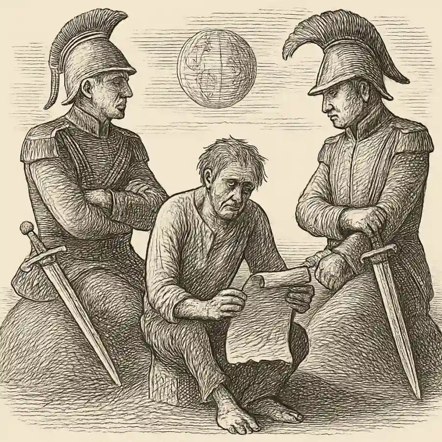 Ilustración en grabado sobre Cuando las potencias compiten y la humanidad pierde