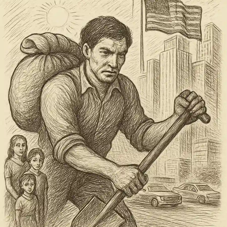 Ilustración en grabado sobre Ser latino en USA: la vida es una lucha, pero aquí seguimos