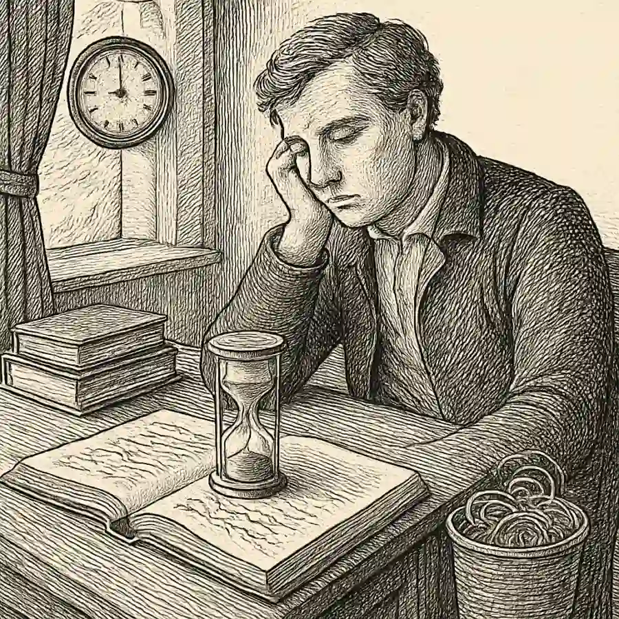 Ilustración en grabado sobre El tiempo: la sustancia que más malgasto sin verlo