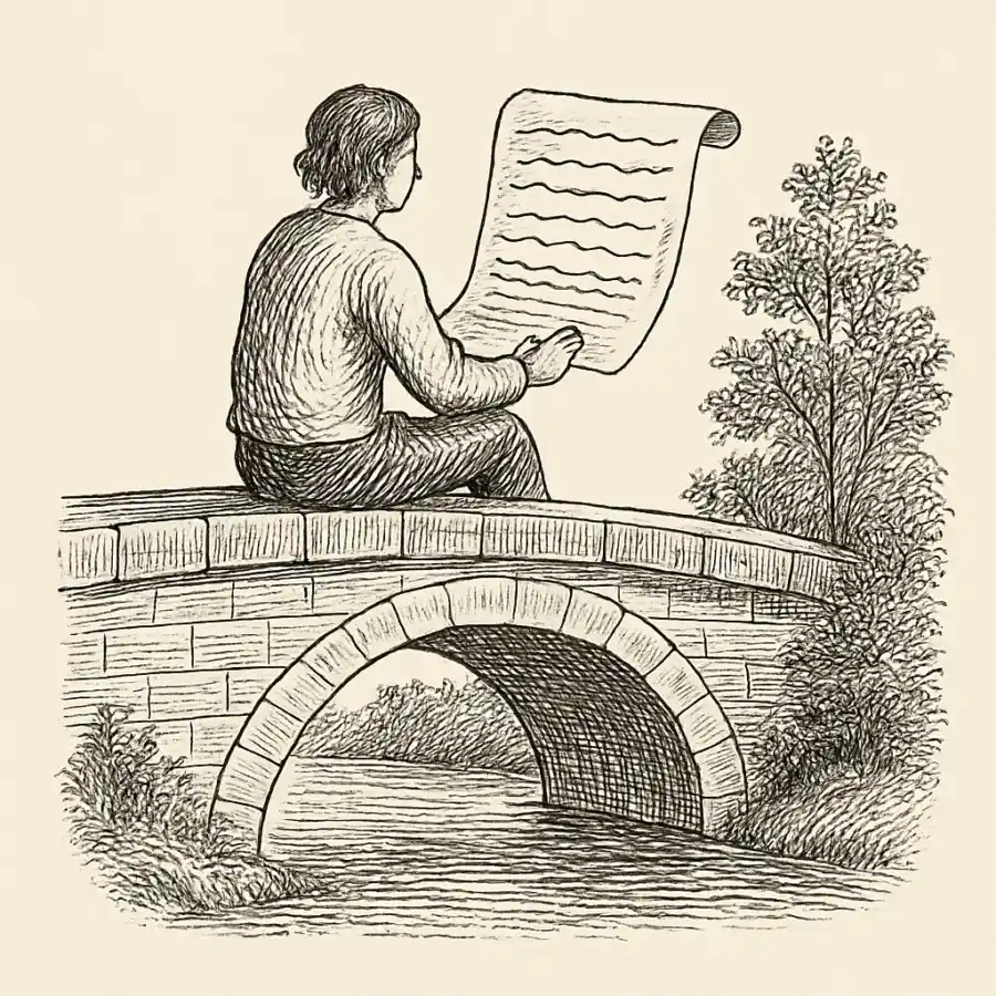 Ilustración en grabado sobre Un manifiesto mínimo desde el puente: unas líneas sobre cómo quiero vivir