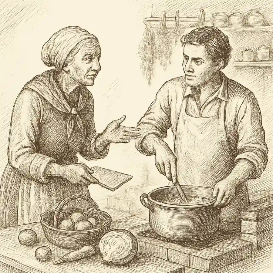 Ilustración en grabado sobre Innovar en la cocina no siempre es “inventar”: a veces es no desperdiciar