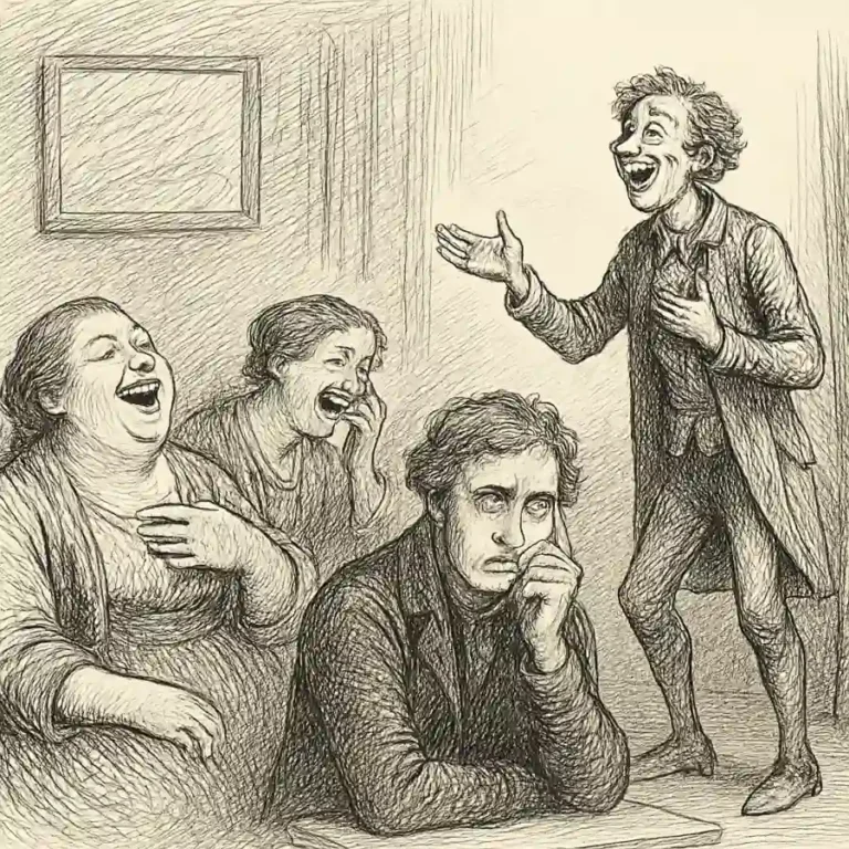 Ilustración en grabado sobre El humor, eso… lo de reírse, pero no siempre