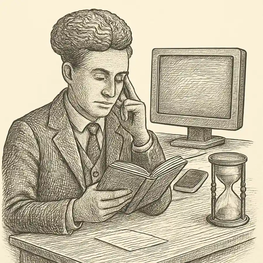 Ilustración en grabado sobre Manual de uso para una mente en alquiler