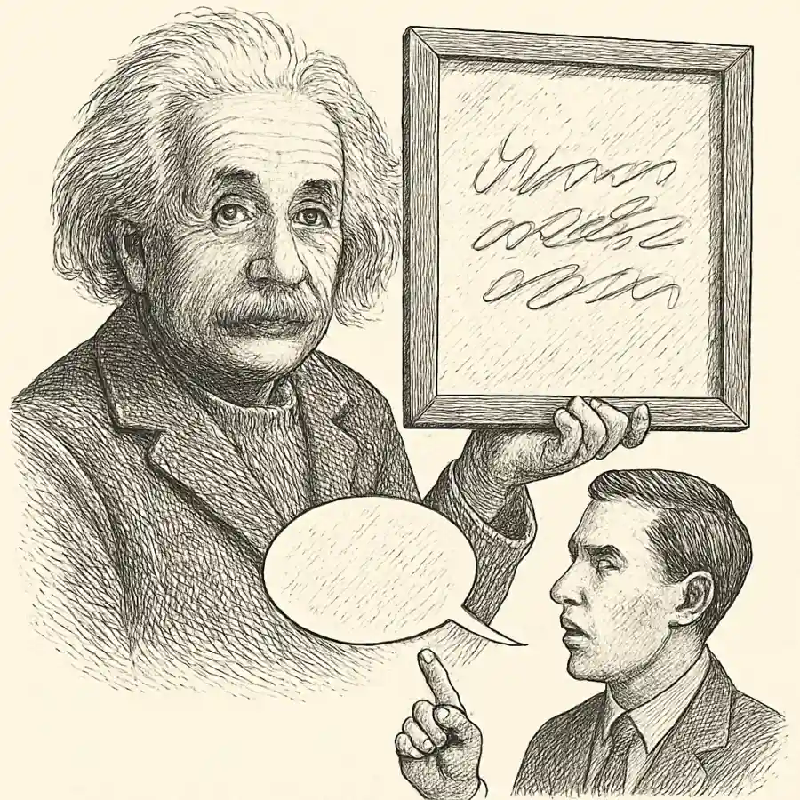Ilustración en grabado sobre Dique lo dijo Einstein: la costumbre de prestarnos frases para sonar seguros