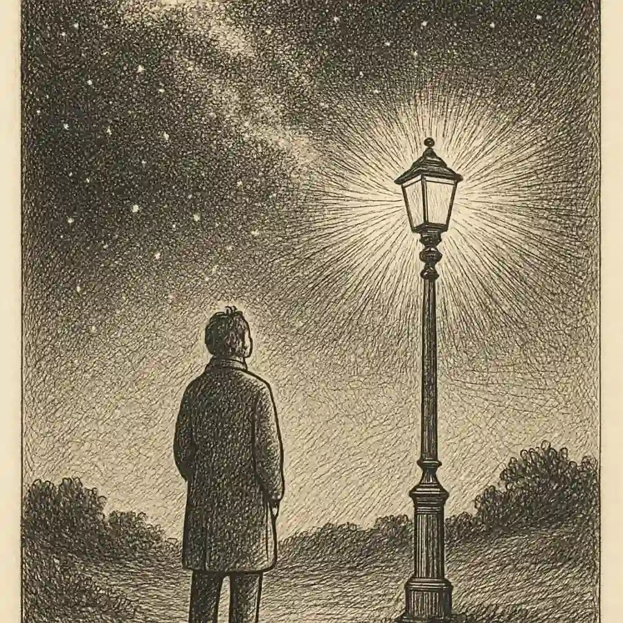 La Vía Láctea que ya no vemos: cosmología a punta de poste de luz — ilustración Ilustración en grabado sobre La Vía Láctea que ya no vemos: cosmología a punta de poste de luz