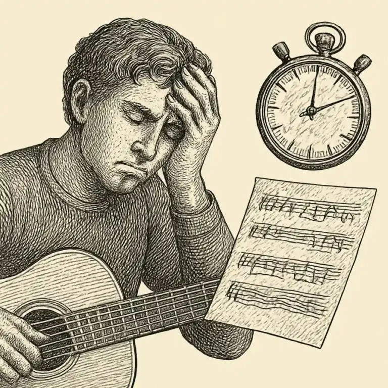 Ilustración en grabado sobre Mano, la canción ya viene con cronómetro: cuando el algoritmo te acorta la música