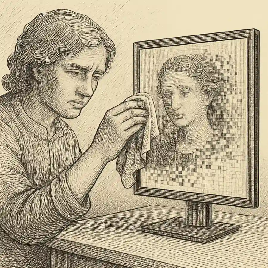 Ilustración en grabado sobre La humedad también borra pixeles