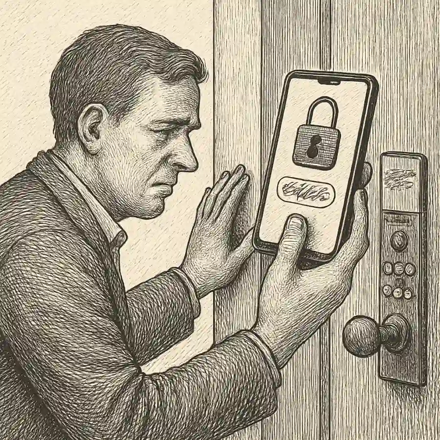 La seguridad que te deja por fuera — ilustración Ilustración en grabado sobre La seguridad que te deja por fuera