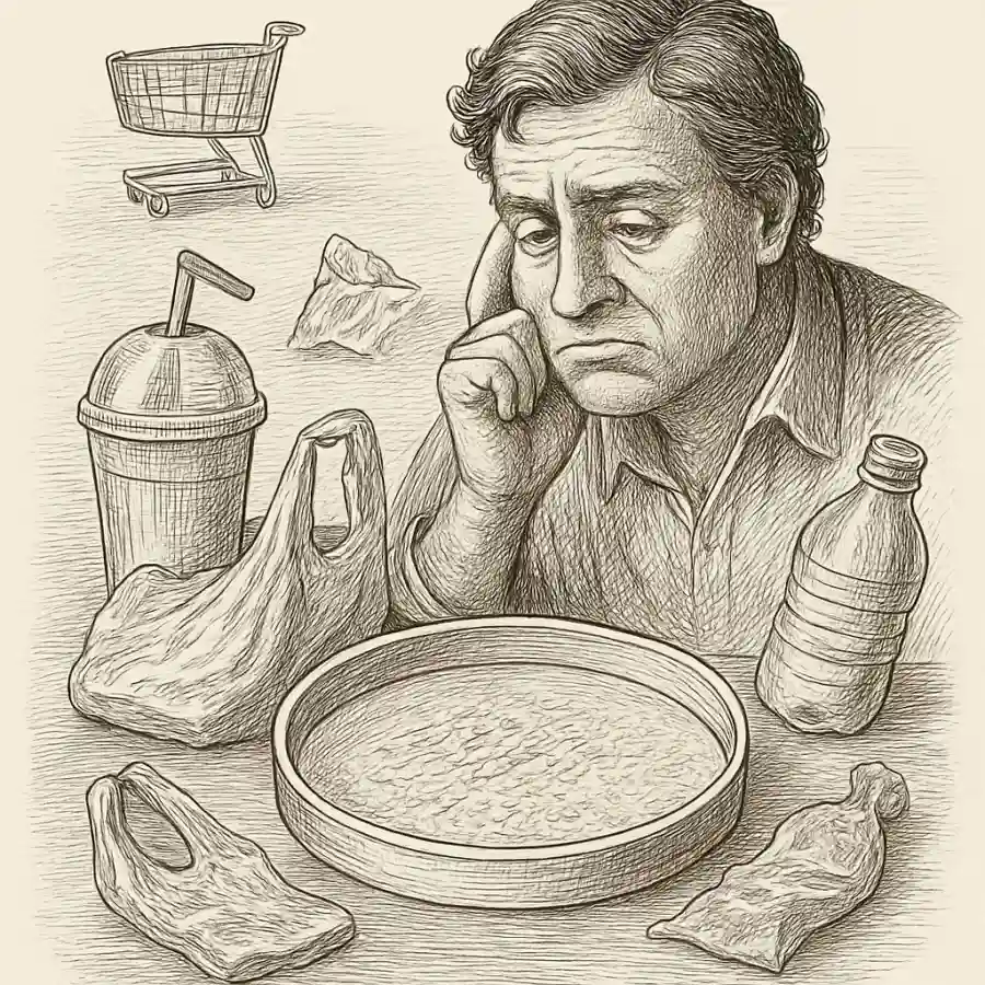 Ilustración en grabado sobre Che, ¿y si el plástico no se va… porque ya está con nosotros?