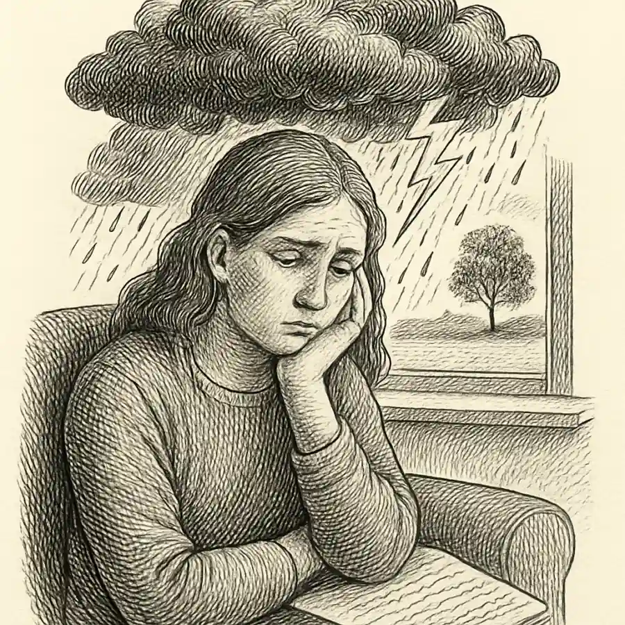 Ilustración en grabado sobre Pucha, ¿y si la ecoansiedad es el clima que se nos metió adentro?