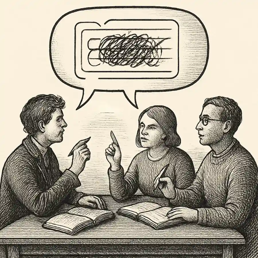 Ilustración en grabado sobre Púchica, ¿y si tu memoria es un chat grupal editando el pasado?