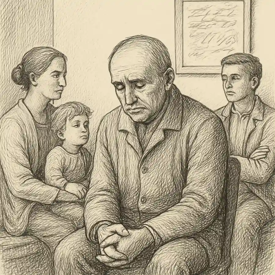 La sala de espera me enseñó más que la consulta — ilustración Ilustración en grabado sobre La sala de espera me enseñó más que la consulta