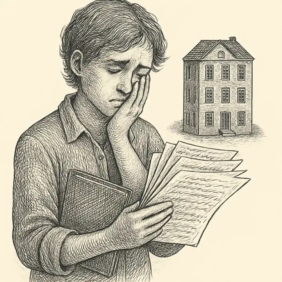 Mi carpeta de “aplicar” para un apartamento: siete notas que me dieron pena — ilustración Ilustración en grabado sobre Mi carpeta de “aplicar” para un apartamento: siete notas que me dieron pena