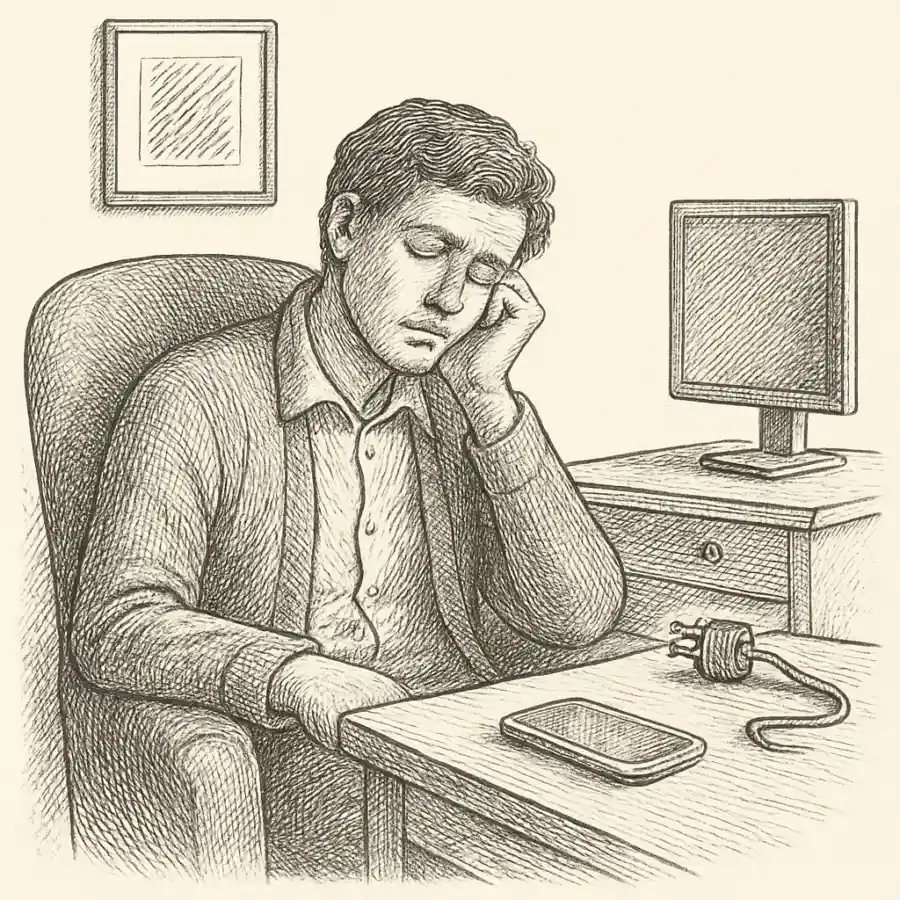 Me cansé de vivir “conectado”: el día que apagué todo y no pasó nada — ilustración Ilustración en grabado sobre Me cansé de vivir “conectado”: el día que apagué todo y no pasó nada