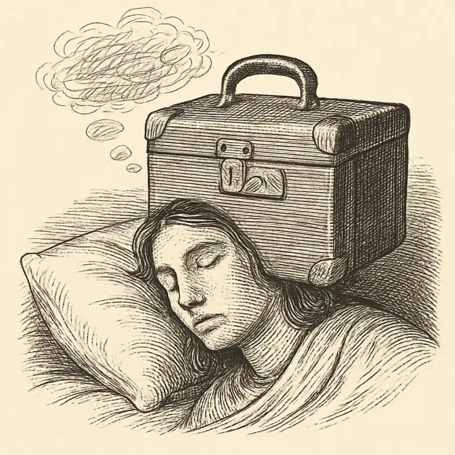 Soñé en inglés (y me dio raro): cuando hasta la cabeza se muda contig — ilustración Ilustración en grabado sobre Soñé en inglés (y me dio raro): cuando hasta la cabeza se muda contig