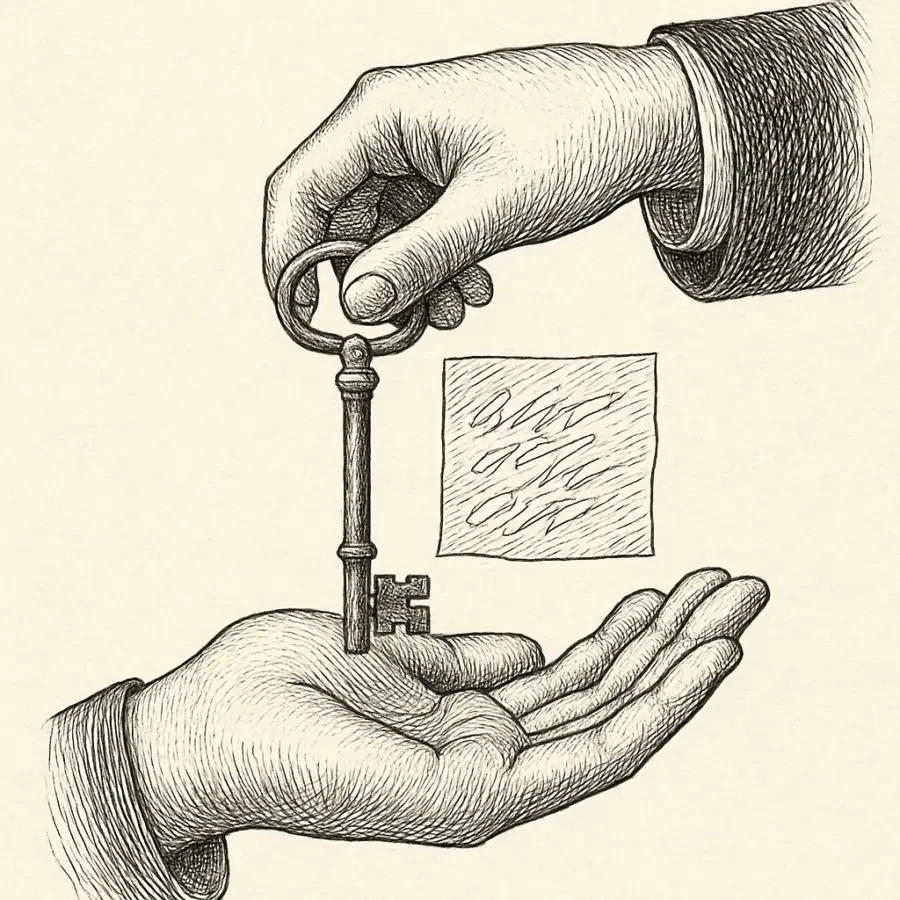 Ilustración en grabado sobre La llave que no era llave (era confianza)