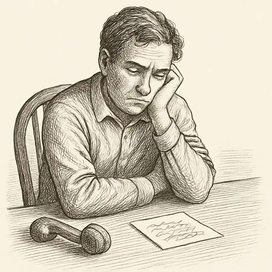 Ilustración en grabado sobre “Después lo hablo”, dije… por quinta semana