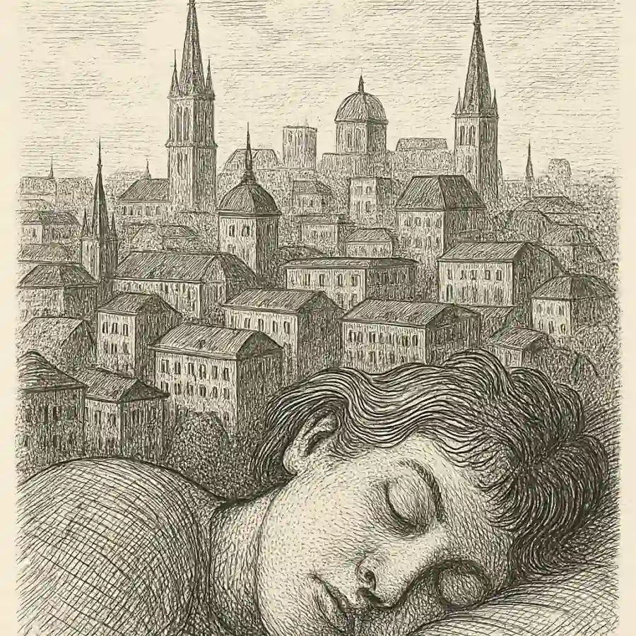 Ilustración en grabado sobre La ciudad sueña en nosotros