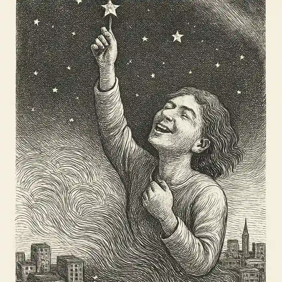 Ilustración en grabado sobre Me agarro del cielo cuando todo acá abajo hace ruido