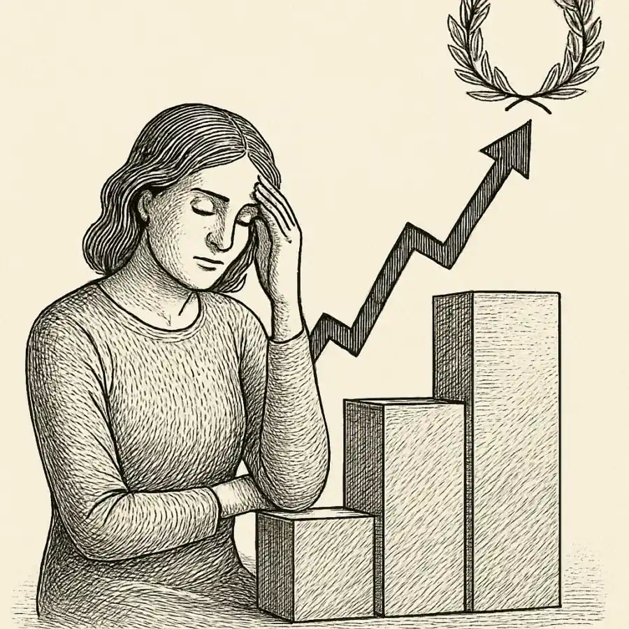 Crecer no siempre es subir: a veces es dejar de apretarme — ilustración Ilustración en grabado sobre Crecer no siempre es subir: a veces es dejar de apretarme