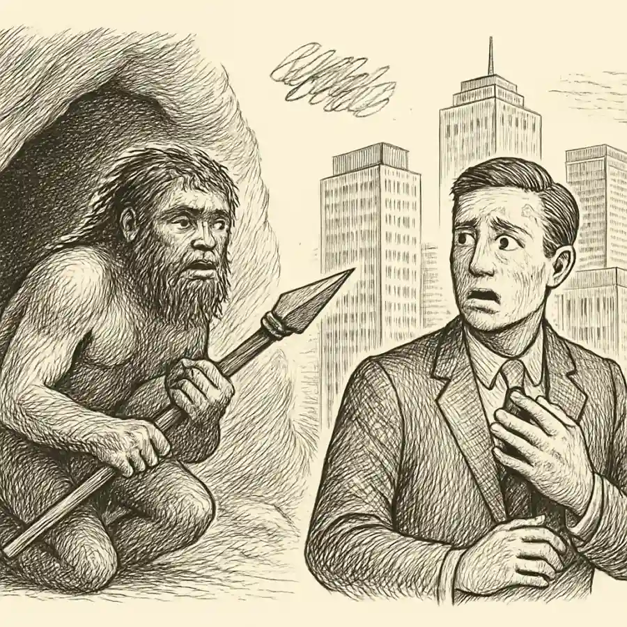 Todavía tenemos miedo en el cuerpo, aunque vivamos en edificios — ilustración Ilustración en grabado sobre Todavía tenemos miedo en el cuerpo, aunque vivamos en edificios