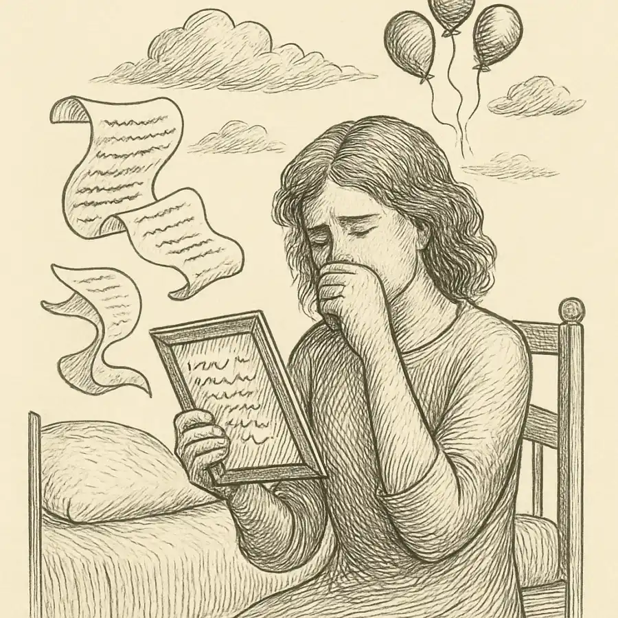 Ilustración en grabado sobre Las frases bonitas no me salvan, pero a veces me dan aire