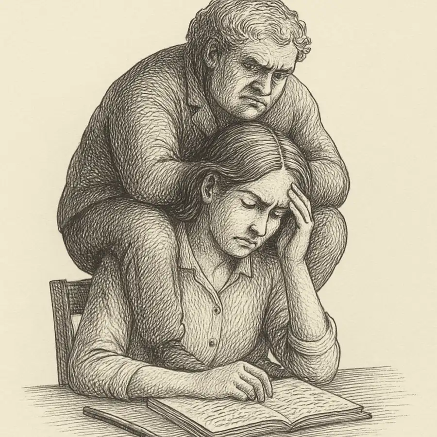 Ilustración en grabado sobre Manual imperfecto para cuando el estrés se te sienta encima
