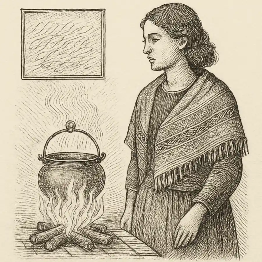 Mi identidad no es una vitrina: es un fogón encendido — ilustración Ilustración en grabado sobre Mi identidad no es una vitrina: es un fogón encendido