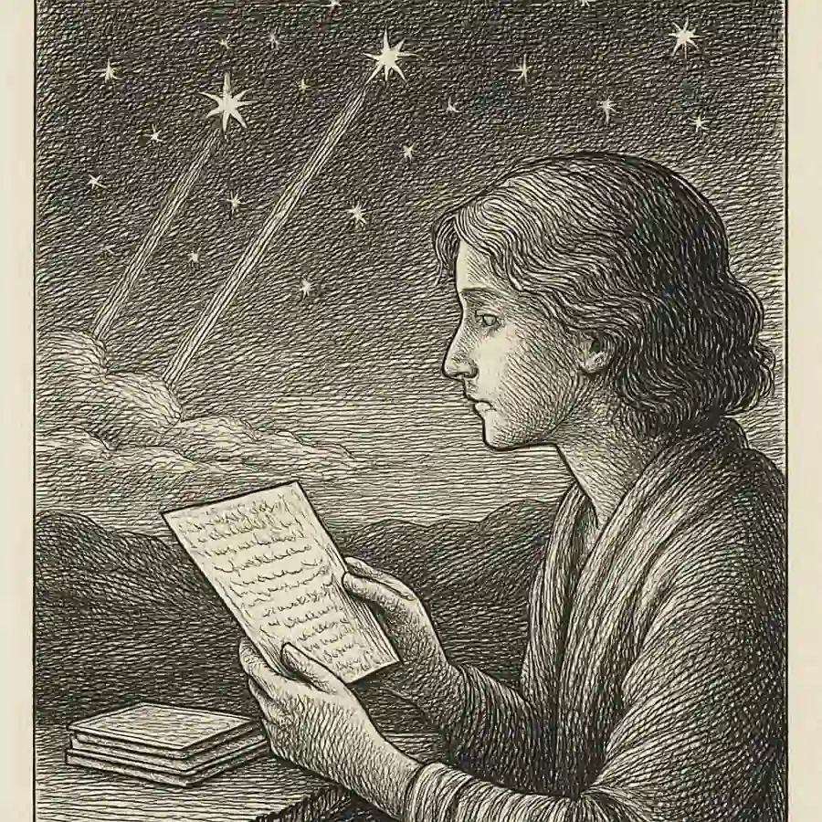 Cartas de luz que llegan tarde — ilustración Ilustración en grabado sobre Cartas de luz que llegan tarde