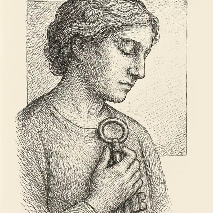 La llave que no abre nada, pero me abre a mí — ilustración Ilustración en grabado sobre La llave que no abre nada, pero me abre a mí