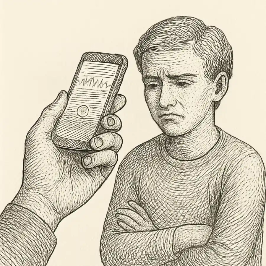 Nota de voz para mi yo que quiere tener razón — ilustración Ilustración en grabado sobre Nota de voz para mi yo que quiere tener razón