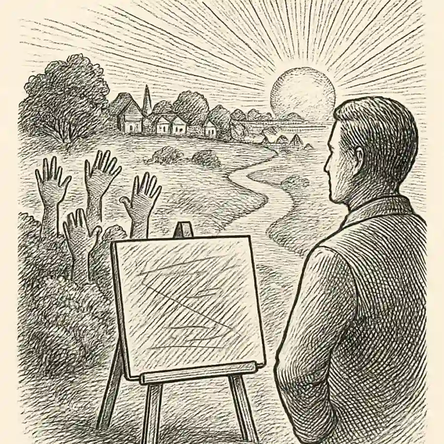 Futuro en modo prueba — ilustración Ilustración en grabado sobre Futuro en modo prueba