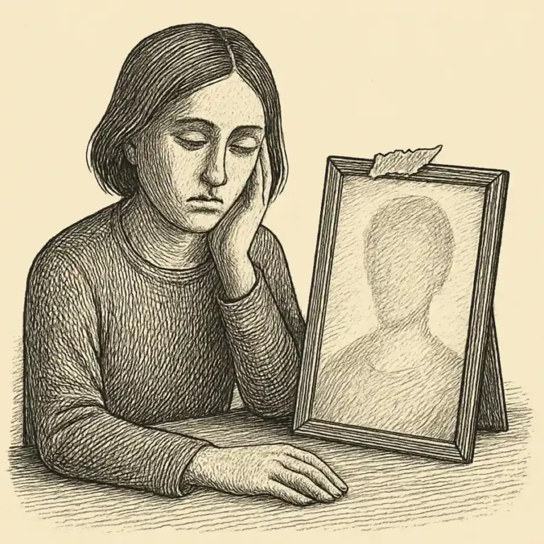 Ilustración en grabado sobre Cuando alguien desaparece sin ruido