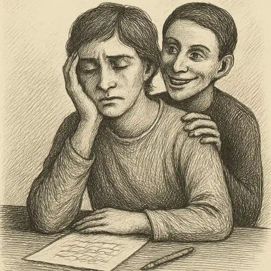Ilustración en grabado sobre Un impostor viviendo conmigo