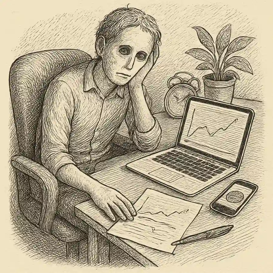 Optimizar me dejó vacío — ilustración Ilustración en grabado sobre Optimizar me dejó vacío