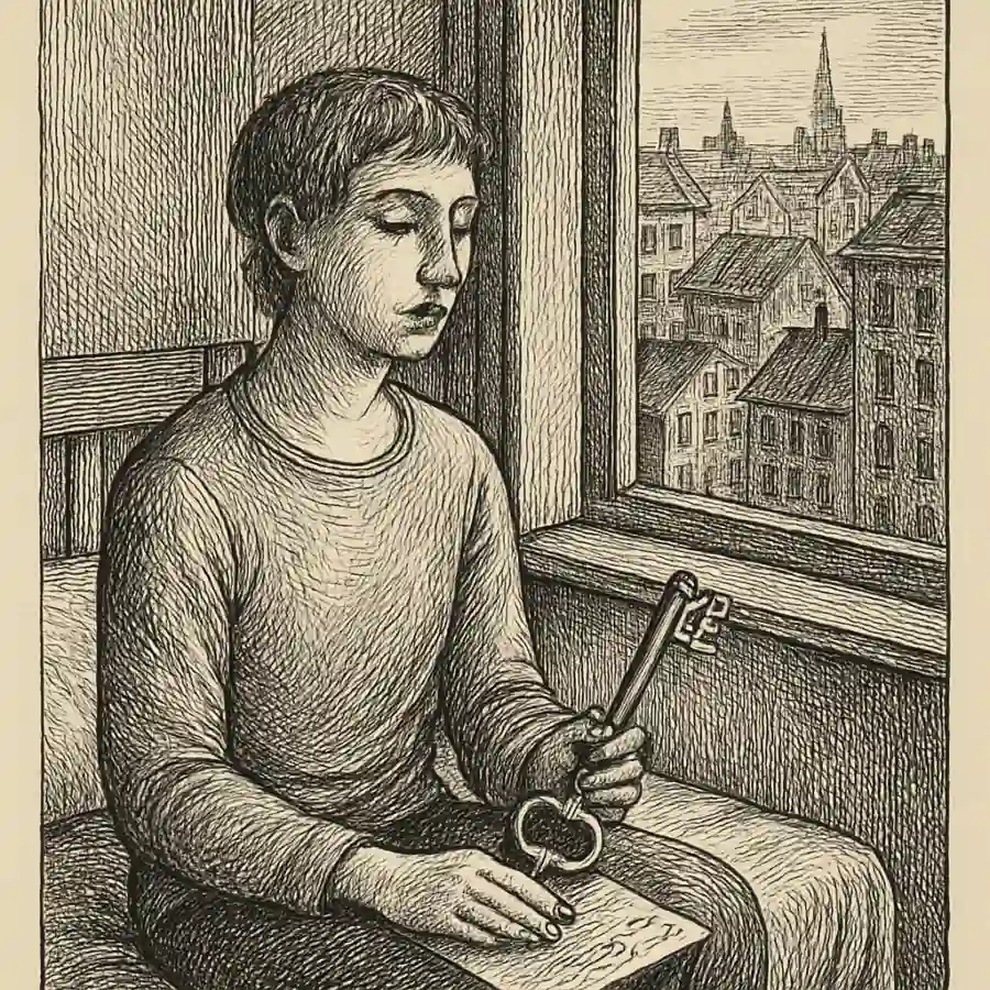 Llave prestada, hogar propio — ilustración Ilustración en grabado sobre Llave prestada, hogar propio