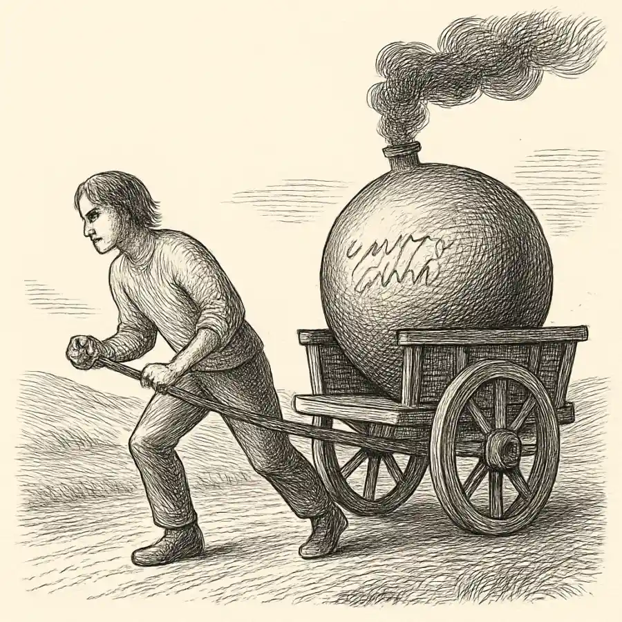 Egoísmo: combustible que nos frena — ilustración Ilustración en grabado sobre Egoísmo: combustible que nos frena