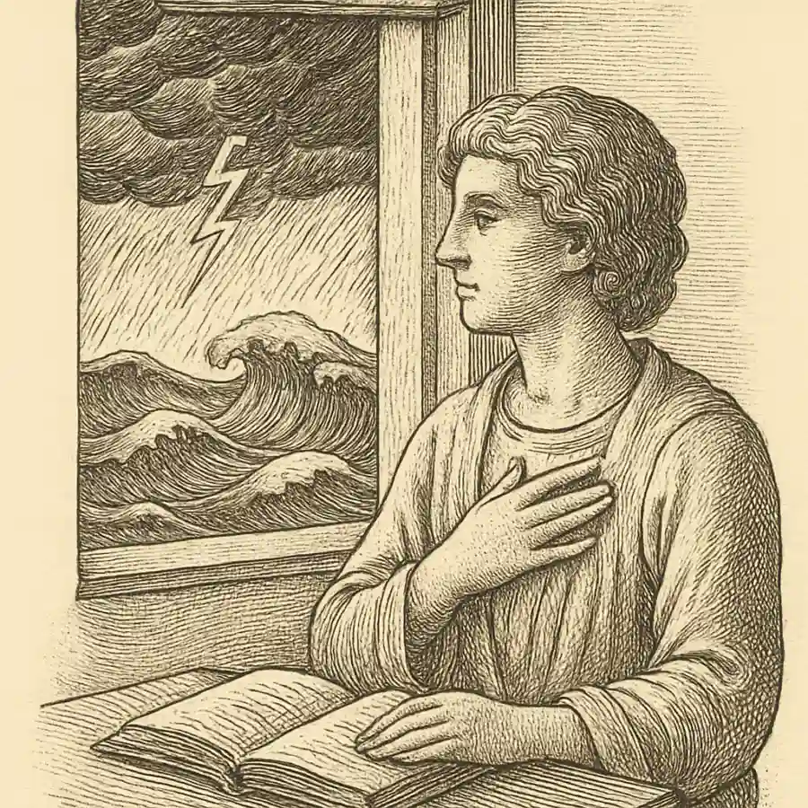 Estoicismo para días revueltos — ilustración Ilustración en grabado sobre Estoicismo para días revueltos