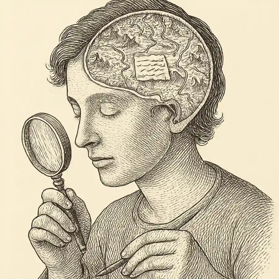 Cartografiar mi mente por dentro — ilustración Ilustración en grabado sobre Cartografiar mi mente por dentro