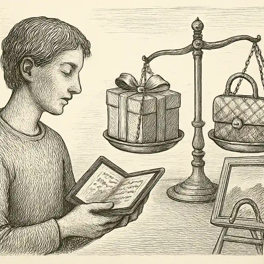 ¿Comprar lujo es donar? — ilustración Ilustración en grabado sobre ¿Comprar lujo es donar?
