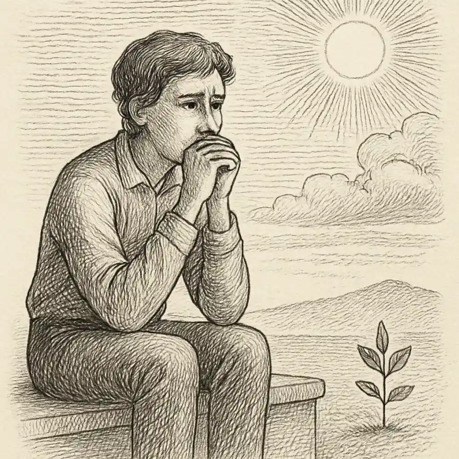 Cuando todo va bien, me asusto — ilustración Ilustración en grabado sobre Cuando todo va bien, me asusto