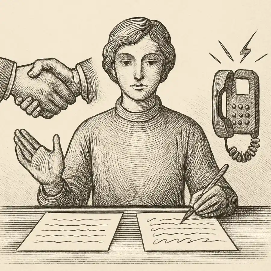 Convivir es una tecnología invisible — ilustración Ilustración en grabado sobre Convivir es una tecnología invisible