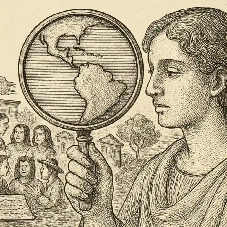 Ilustración en grabado sobre Mirar el mundo en clave latina