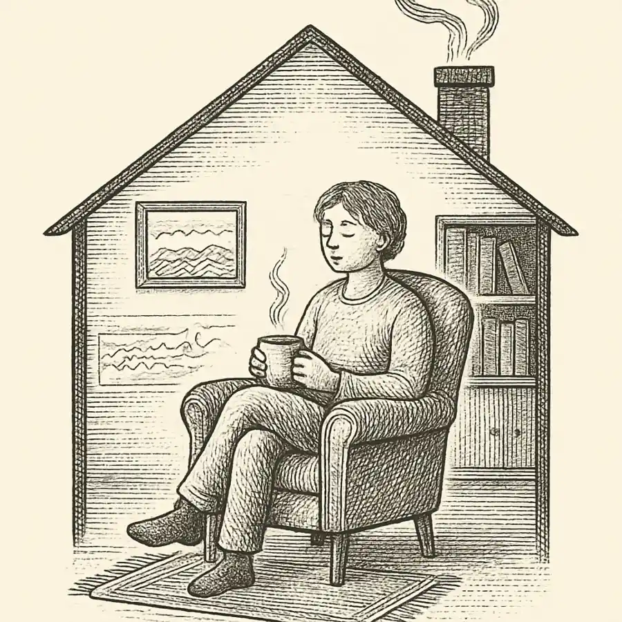 Hogar: el lugar que vuelvo — ilustración Ilustración en grabado sobre Hogar: el lugar que vuelvo