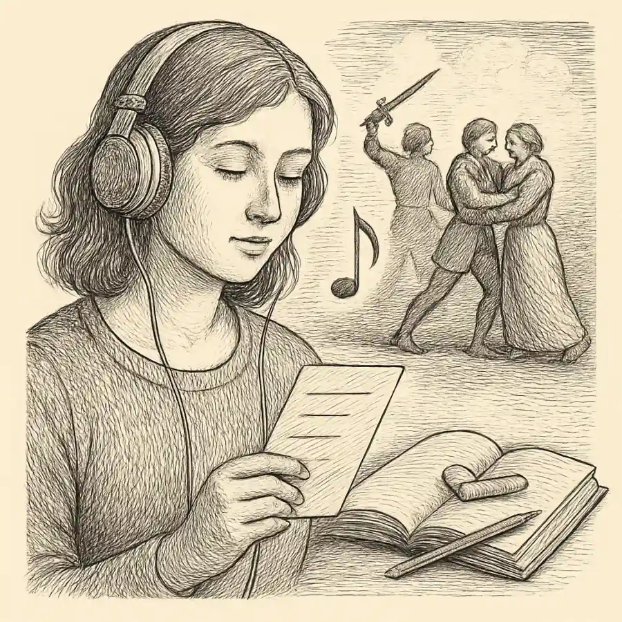 Ilustración en grabado sobre Canciones que me cambian la historia