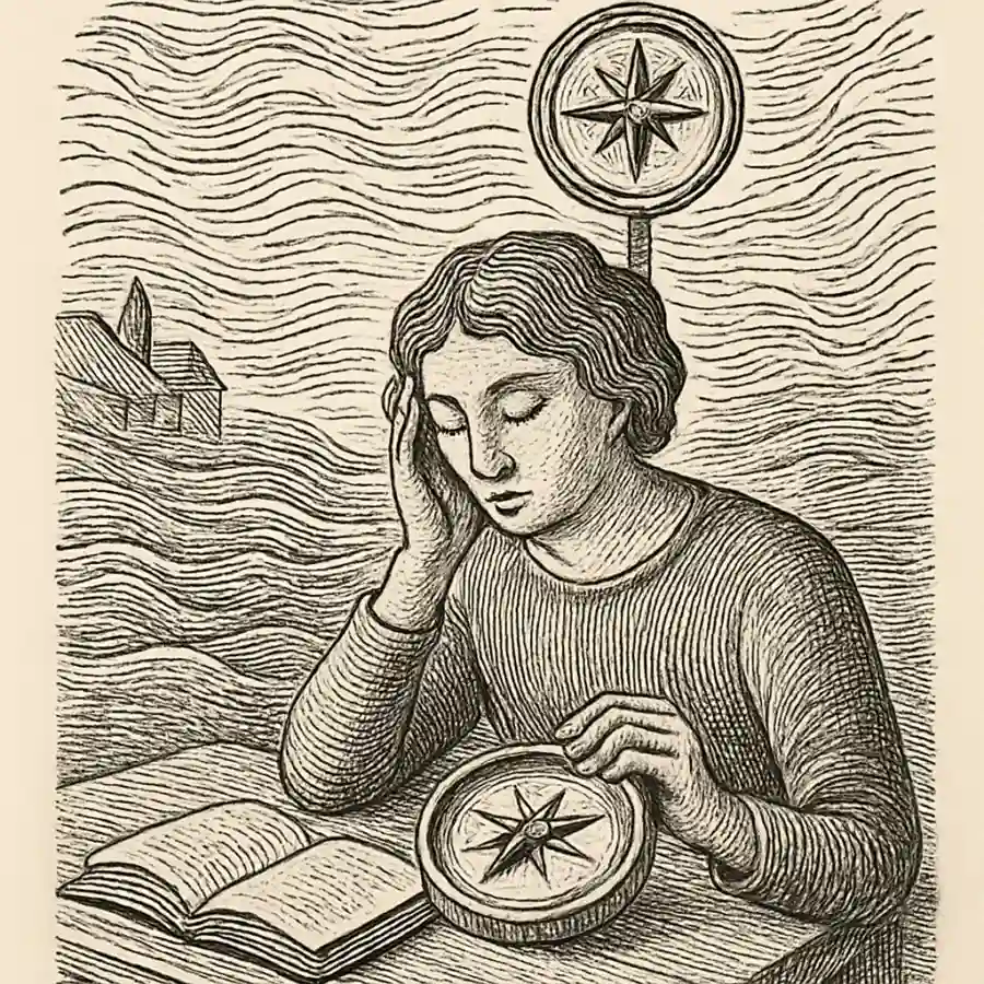 Ilustración en grabado sobre Mi brújula cuando todo se mueve