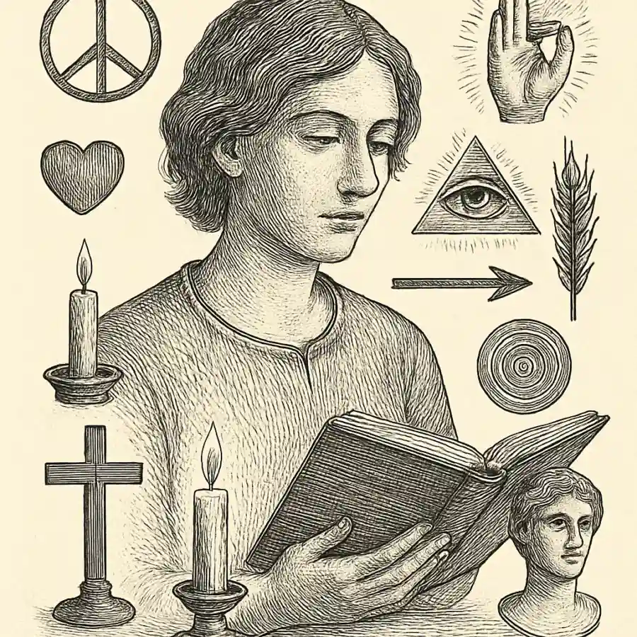 Los símbolos que me leen — ilustración Ilustración en grabado sobre Los símbolos que me leen